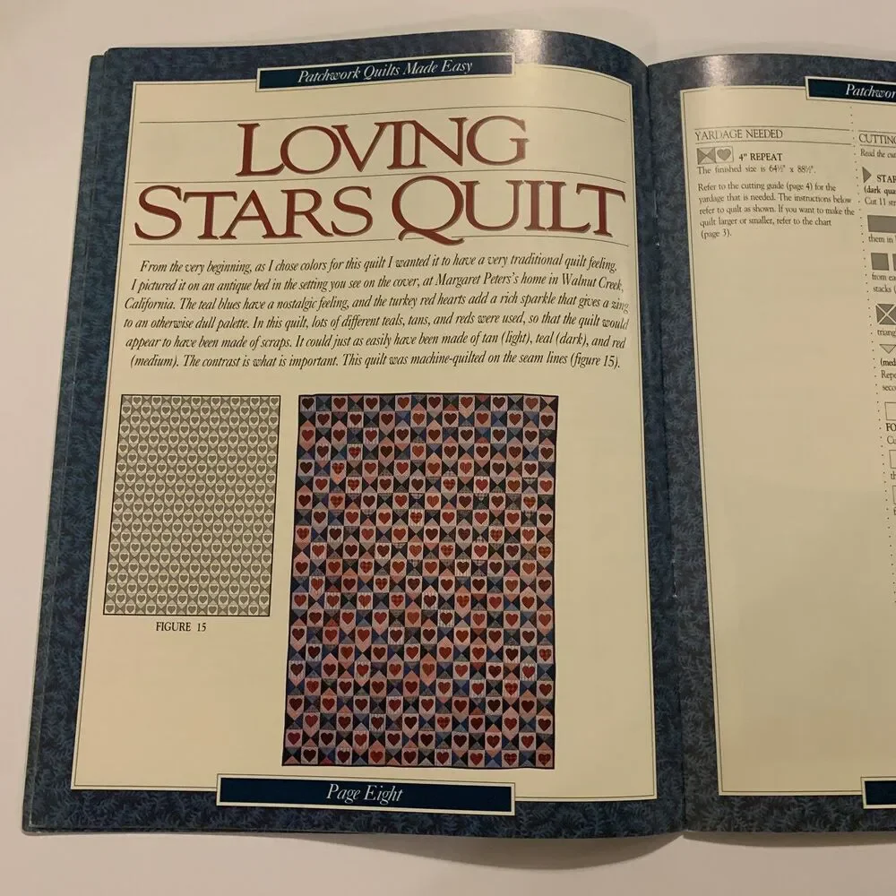 Stars Hearts Quilt Patchwork Book Jean Wells Pattern CT-148 Easy